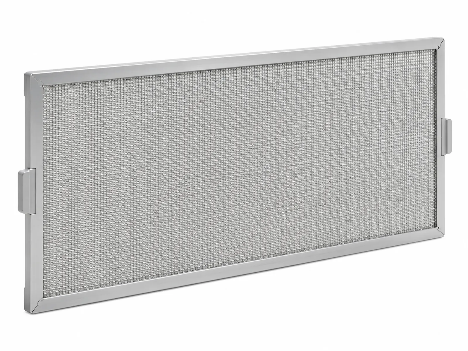 A washable aluminum mesh air conditioner filter being pulled out of a white wall-mounted mini-split indoor unit